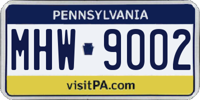 PA license plate MHW9002