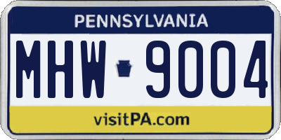 PA license plate MHW9004