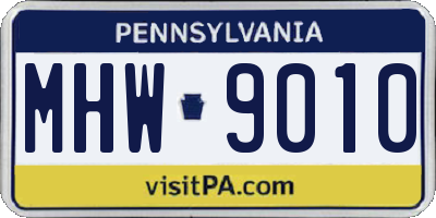 PA license plate MHW9010