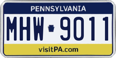 PA license plate MHW9011