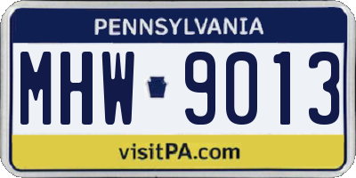 PA license plate MHW9013