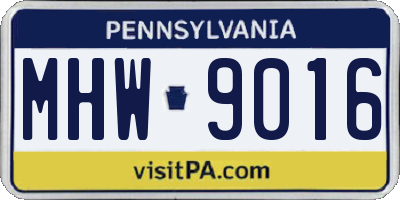 PA license plate MHW9016