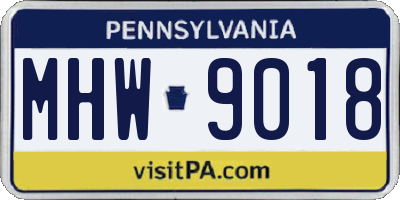 PA license plate MHW9018