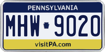 PA license plate MHW9020