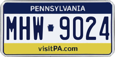 PA license plate MHW9024