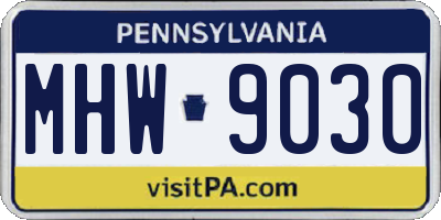 PA license plate MHW9030
