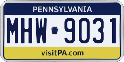 PA license plate MHW9031