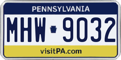 PA license plate MHW9032