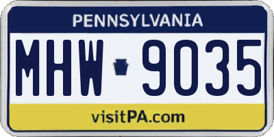PA license plate MHW9035