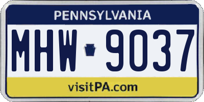PA license plate MHW9037