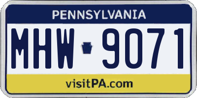 PA license plate MHW9071