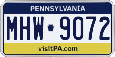 PA license plate MHW9072