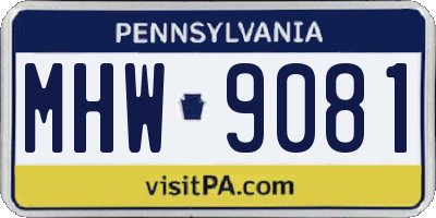 PA license plate MHW9081