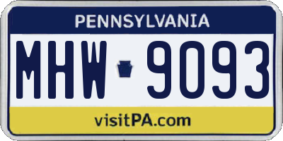 PA license plate MHW9093