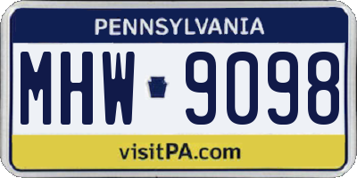 PA license plate MHW9098