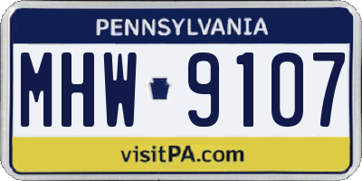 PA license plate MHW9107