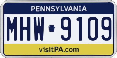 PA license plate MHW9109