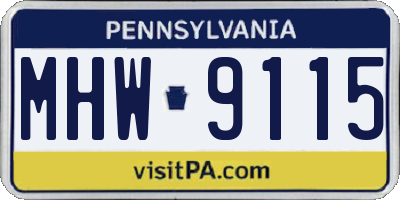PA license plate MHW9115