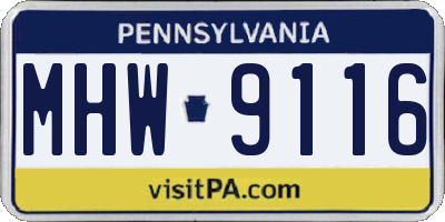 PA license plate MHW9116
