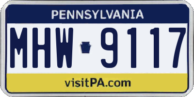 PA license plate MHW9117