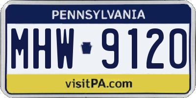 PA license plate MHW9120