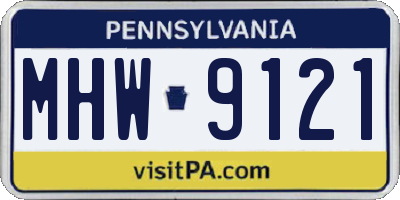 PA license plate MHW9121