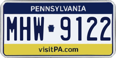 PA license plate MHW9122