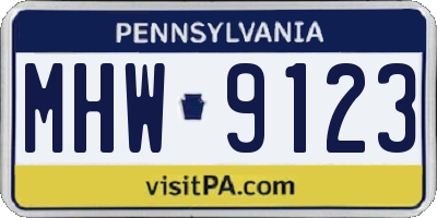 PA license plate MHW9123