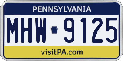 PA license plate MHW9125