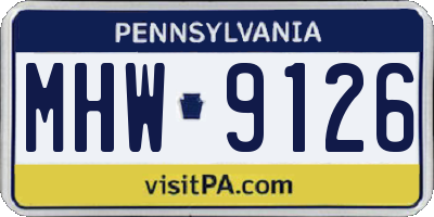 PA license plate MHW9126