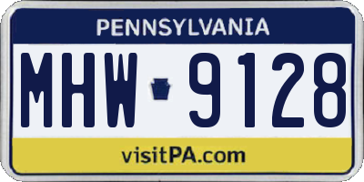 PA license plate MHW9128