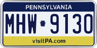 PA license plate MHW9130