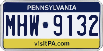 PA license plate MHW9132