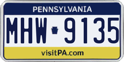 PA license plate MHW9135