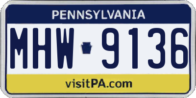 PA license plate MHW9136