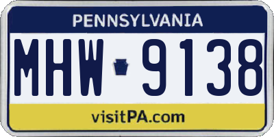 PA license plate MHW9138