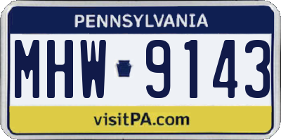 PA license plate MHW9143