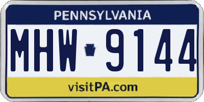 PA license plate MHW9144