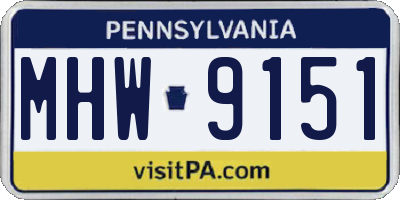 PA license plate MHW9151