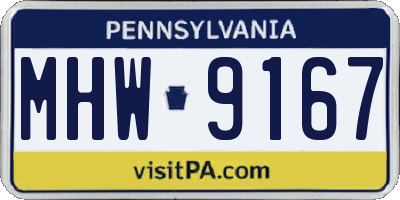 PA license plate MHW9167