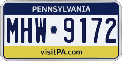 PA license plate MHW9172