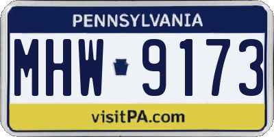 PA license plate MHW9173