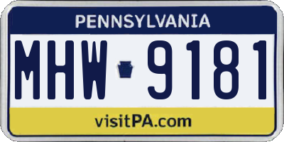PA license plate MHW9181