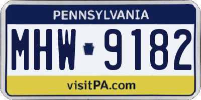PA license plate MHW9182