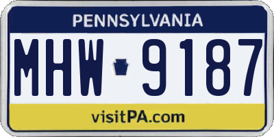 PA license plate MHW9187