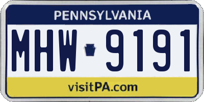 PA license plate MHW9191