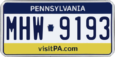 PA license plate MHW9193