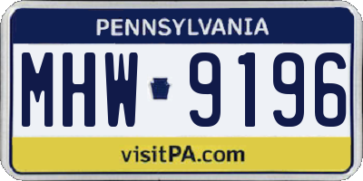 PA license plate MHW9196