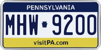 PA license plate MHW9200