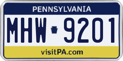 PA license plate MHW9201